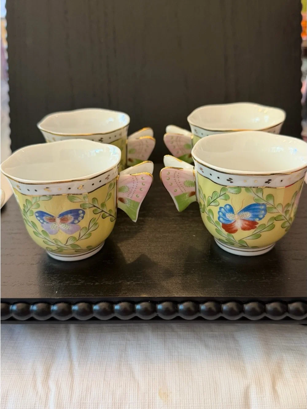 Yellow Butterfly demitasse cup and Saucer Set 4 - Picture 6 of 12